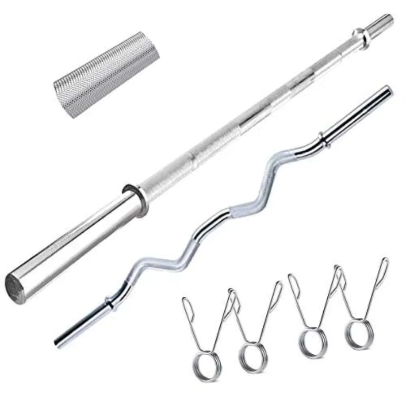 Barbell Curl Bar - プロ仕様1.5Mジム品質バーベル ハイテクカールバー ウェイトリフティング用ウェイト