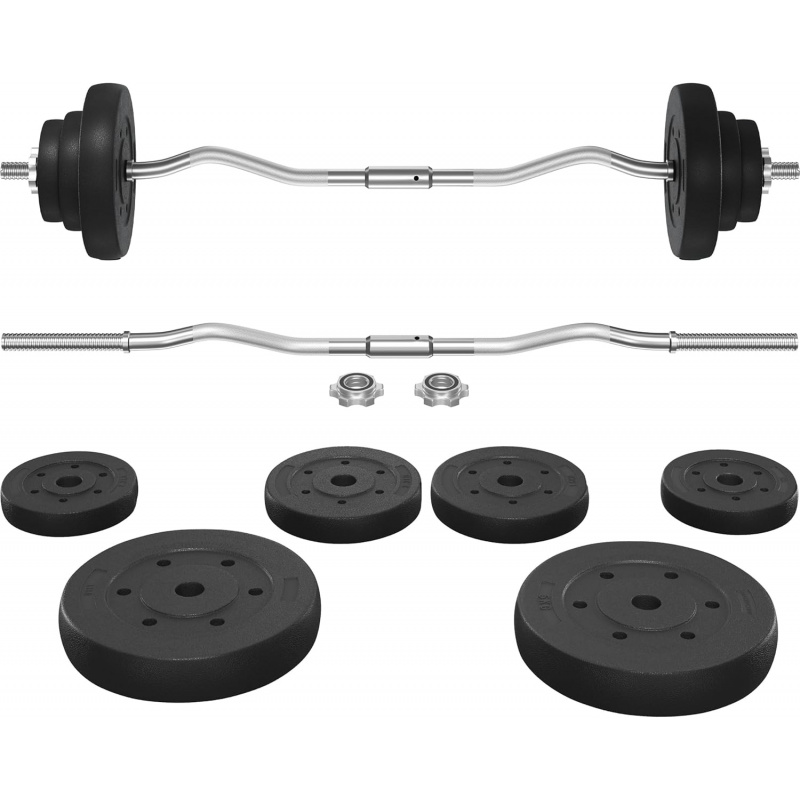 Barbell Curl Bar - バーベルセット - カールバー & ウェイト (66LB、55LB、44LB)