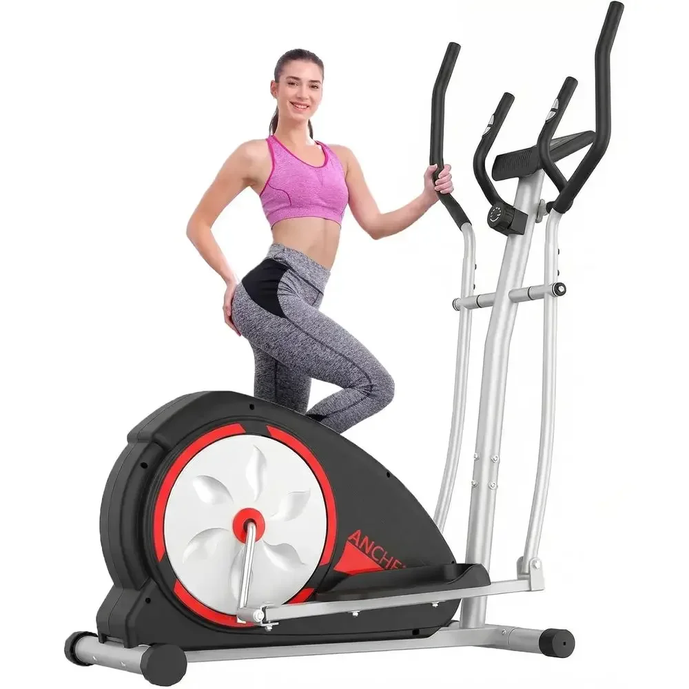 Home Gym Resistance - 家庭用ジム向け静音エリプティカルマシン、耐荷重500ポンド、パルスグリップとスムーズな抵抗レベルを搭載