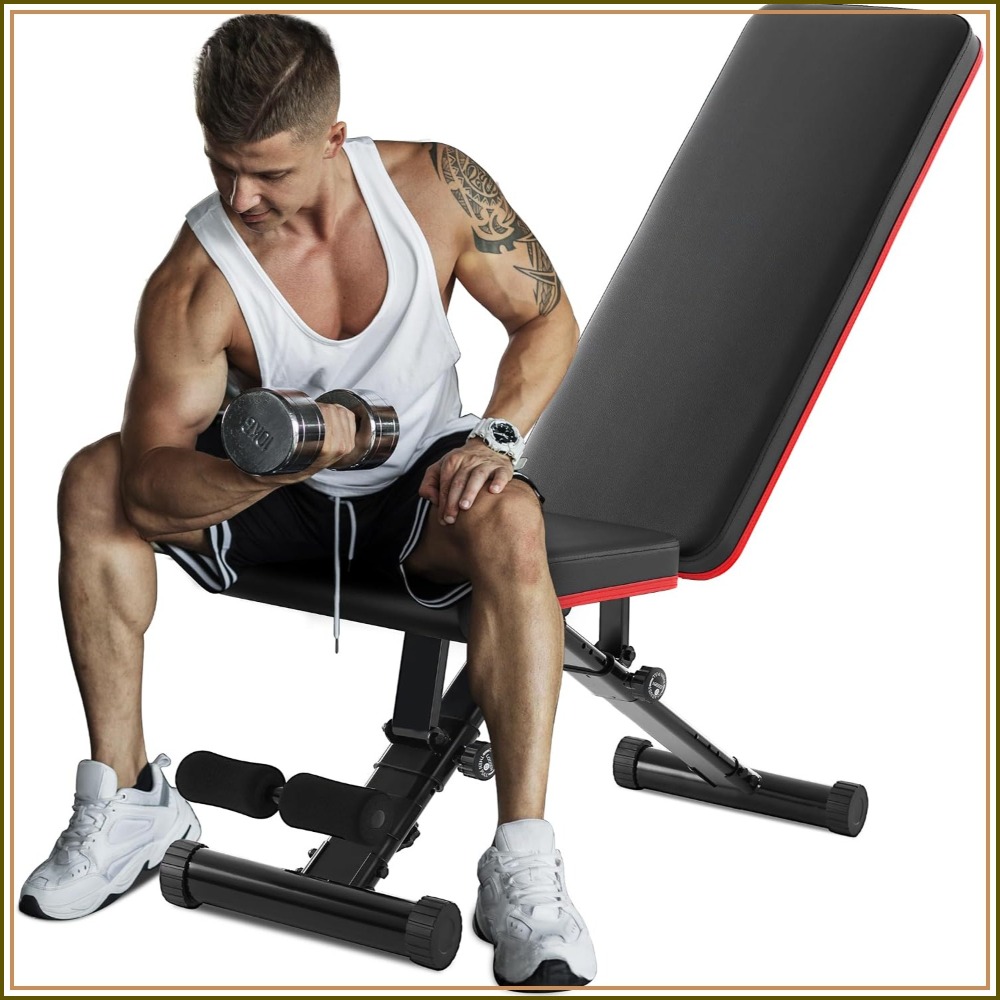 Home Gym Dumbbells - 全身筋力トレーニング用の調節可能なウェイトベンチ、傾斜フラットポジション付き折りたたみ式ワークアウトベンチ、795ポンドの耐荷重、ホームジム用ダンベルベンチ、シットアップ、プレス、腹筋運動に最適