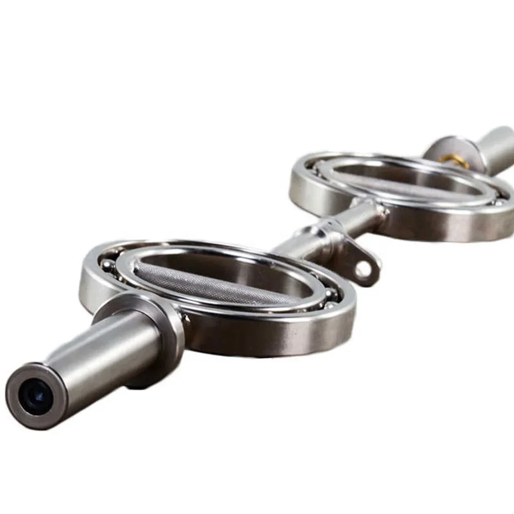 Barbell Curl Bar - フィットネスウェイトリフティングバーベルパワーリフティングバー回転式ラウンドグリップフィットネス360度EZアイカールバーベルバー