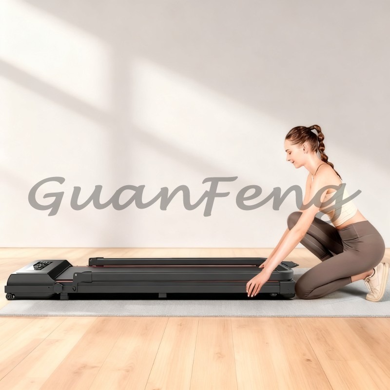 Treadmill Home Gym - 超薄型静音フラットベッドトレッドミル、家庭用、屋内ジムランニングウォーカー、LCDスクリーンと心拍数モニタリング機能付き