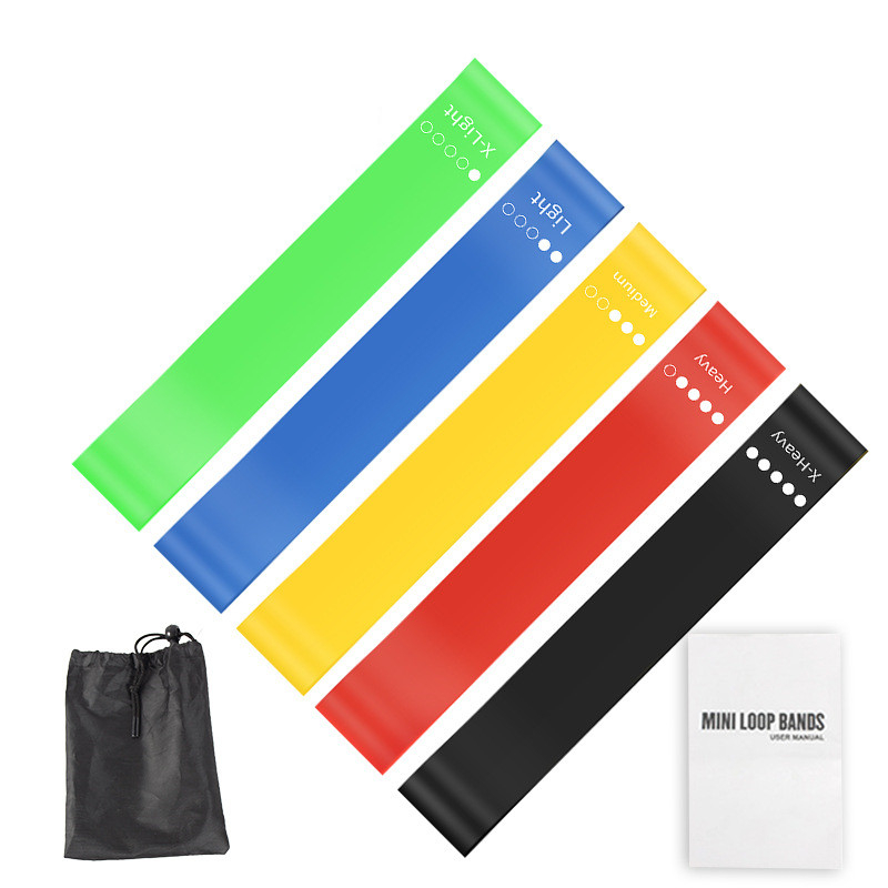 Home Gym Furniture - 5本セット TPEレジスタンスバンドセット 収納バッグ＆マニュアル付き、ヨガ・ピラティス・筋力トレーニング・ホームジム用伸縮性エクササイズバンド