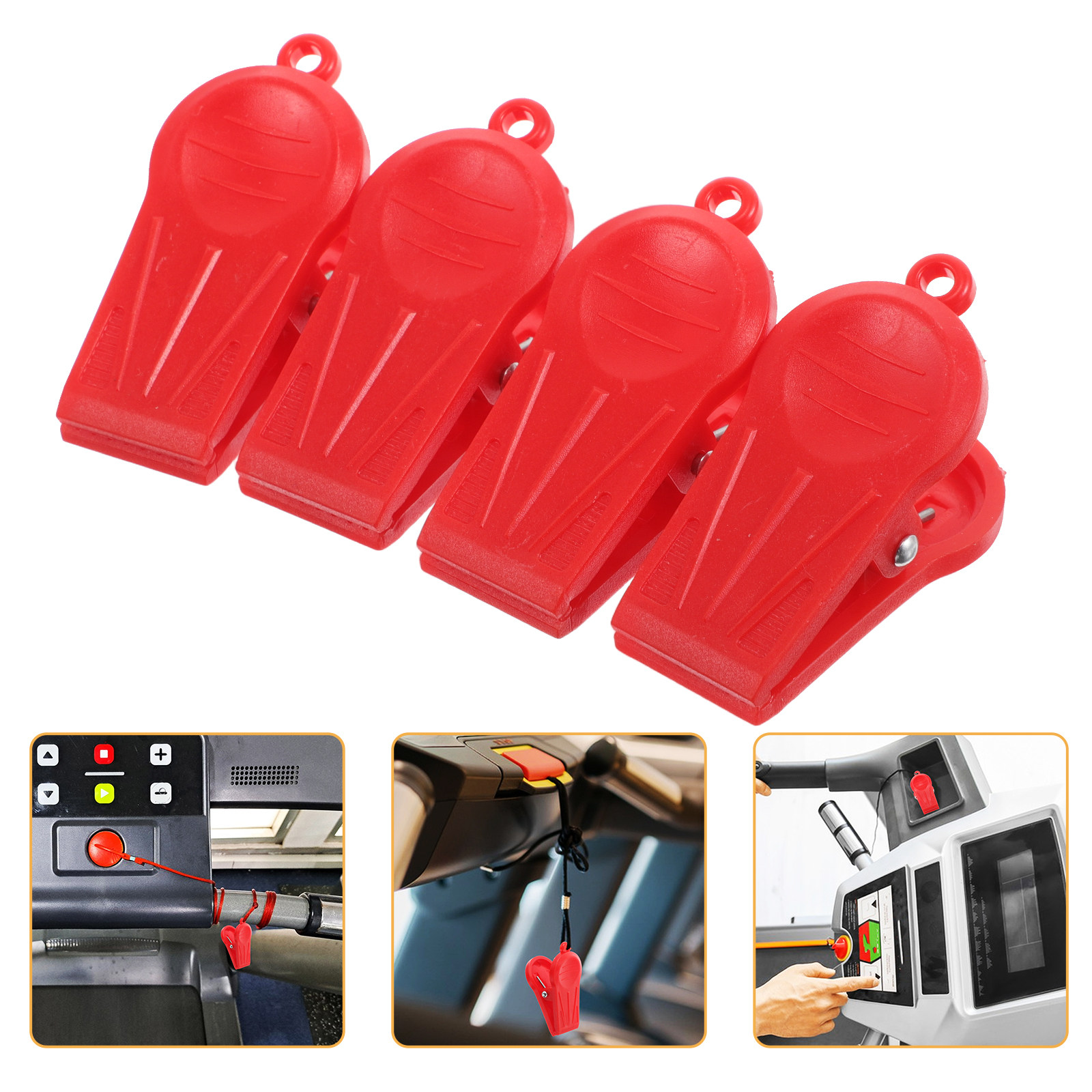 Home Gym Universal Machine - 4個入りユニバーサルトレッドミル安全クリップ交換用キーコードクランプ、ランニングマシン用緊急停止装置、ホームジムアクセサリー