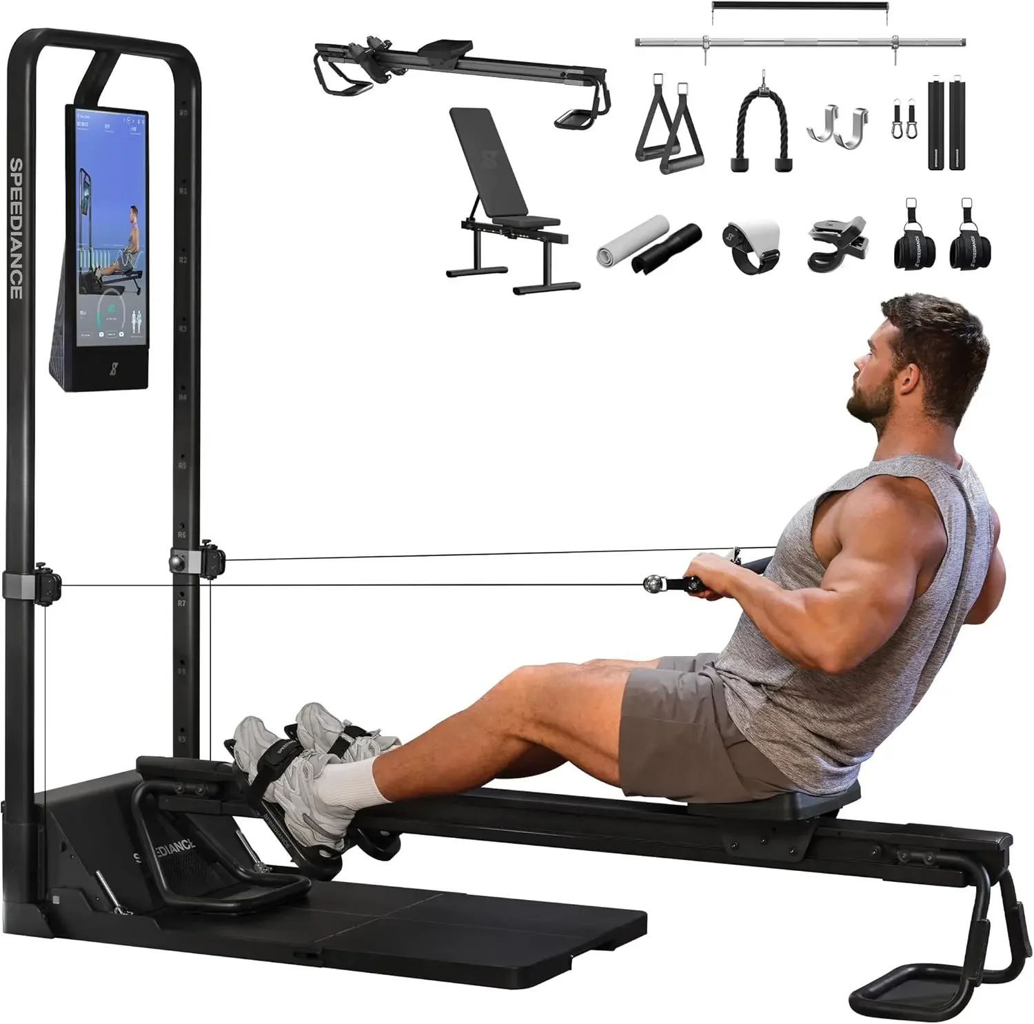 Home Gym With Smith Machine - ジムモンスター2 スマートホームジム AI搭載 多機能スミスマシン 全身筋力トレーニング オールインワンワークアウトステーション