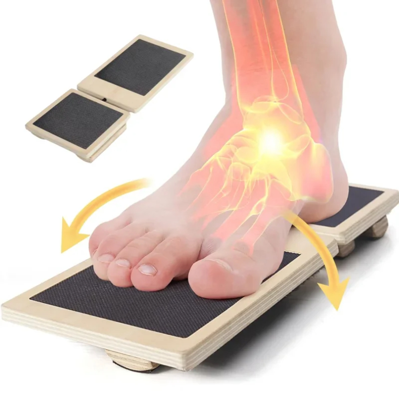 Wobble Board Balance - シングルフットバランスボード足首強化エクササイザー捻挫ノンスリップ木製ぐらつきボード理学療法姿勢矯正装置