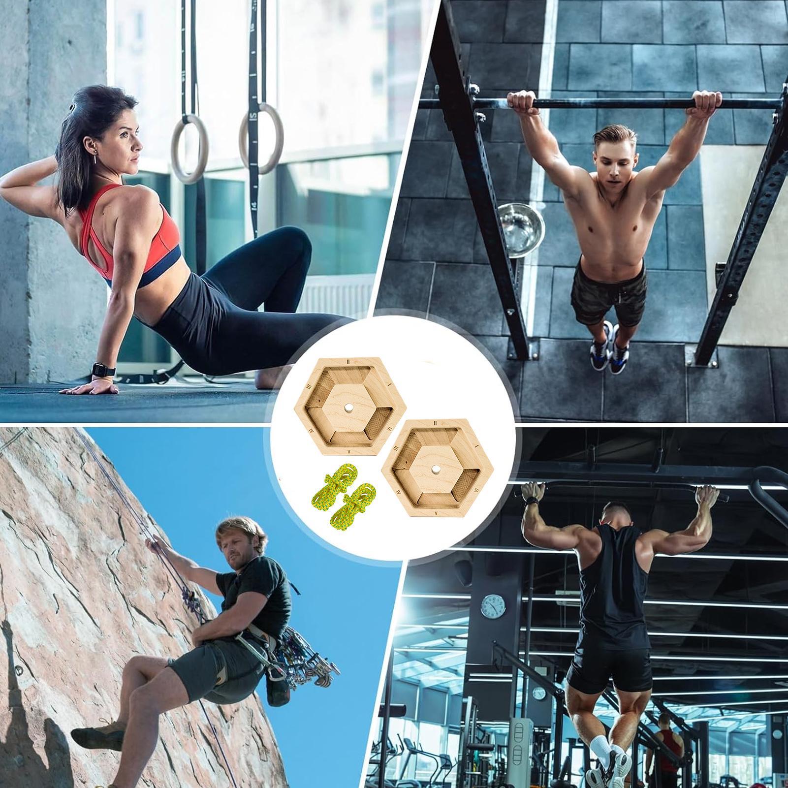 Home Gym Practice - 六角形木製フィンガーエクササイザー - クライミングフィットネス、ホームジムワークアウト練習用ポータブルハンボード