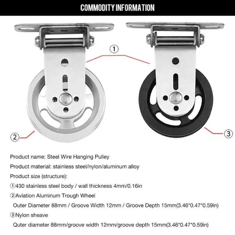Home Gym Custom - ミュート回転式ステンレス鋼プーリーホイール壁掛けデザイン交換部品、カスタムホームジムトレーニングギア用