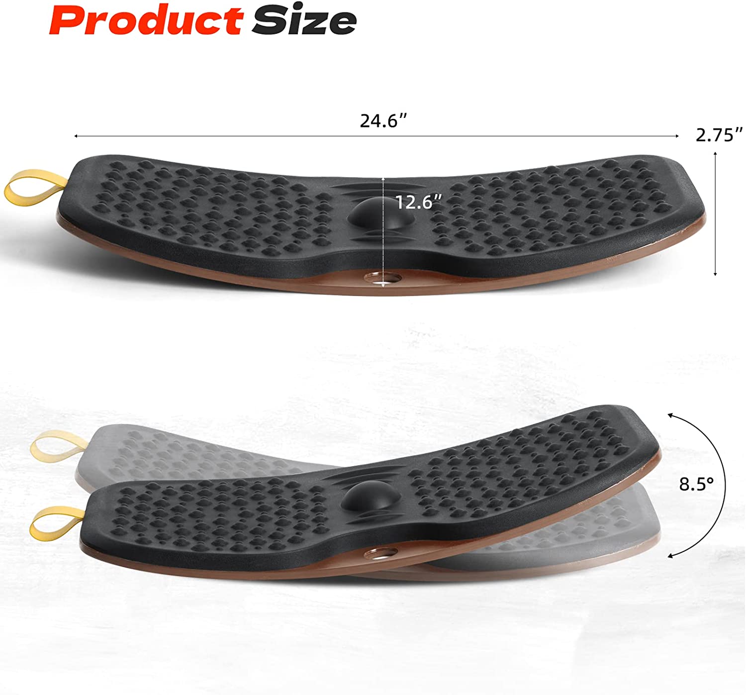 Wobble Board Balance - 立ち仕事用デスクマット、抗疲労バー付き木製バランスボード、人間工学に基づいたデザイン、快適フロアマット