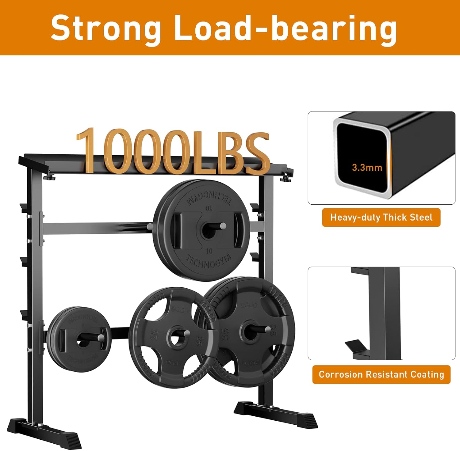 ホームジム筋力トレーニングウェイト収納ラック - 金属製、黒 - Home Gym Gym のレビューと価格