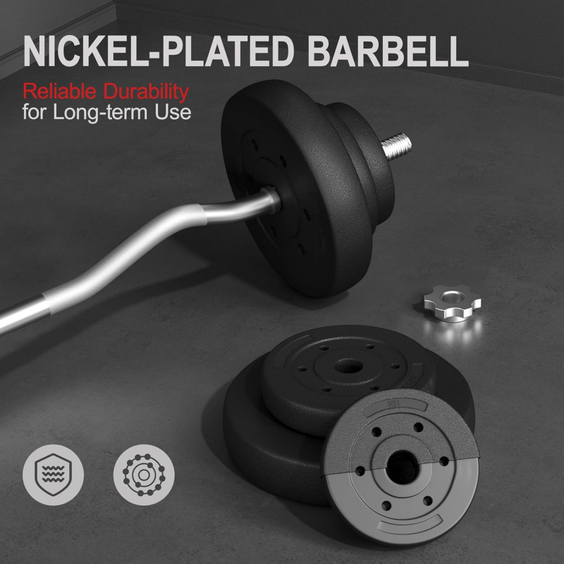 バーベルセット - カールバー & ウェイト (66LB、5 - Barbell Curl Bar のレビューと価格