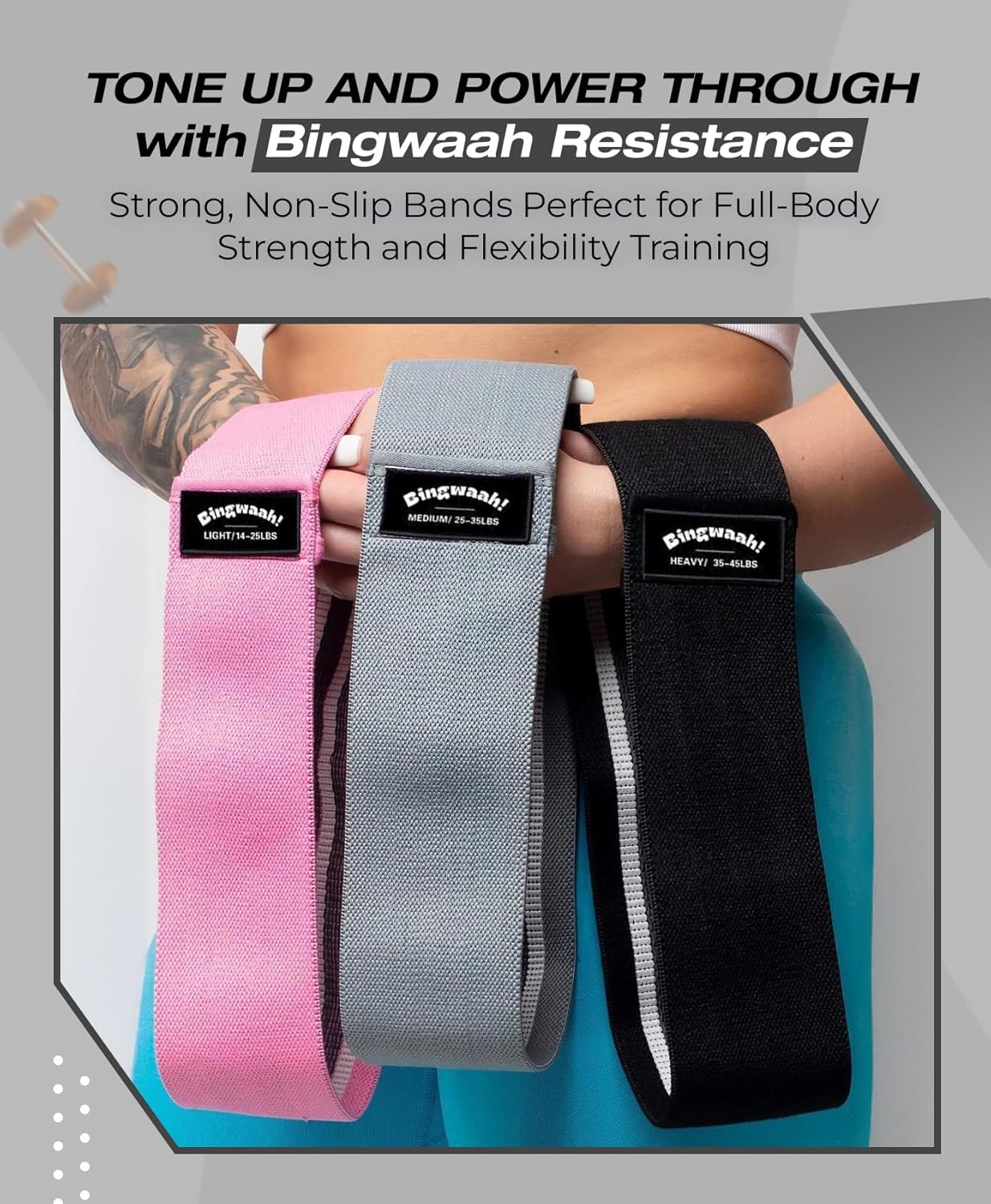 女性と男性のためのファブリックレジスタンスバンド - 調整可 - Resistance Loop Mini Band のレビューと価格