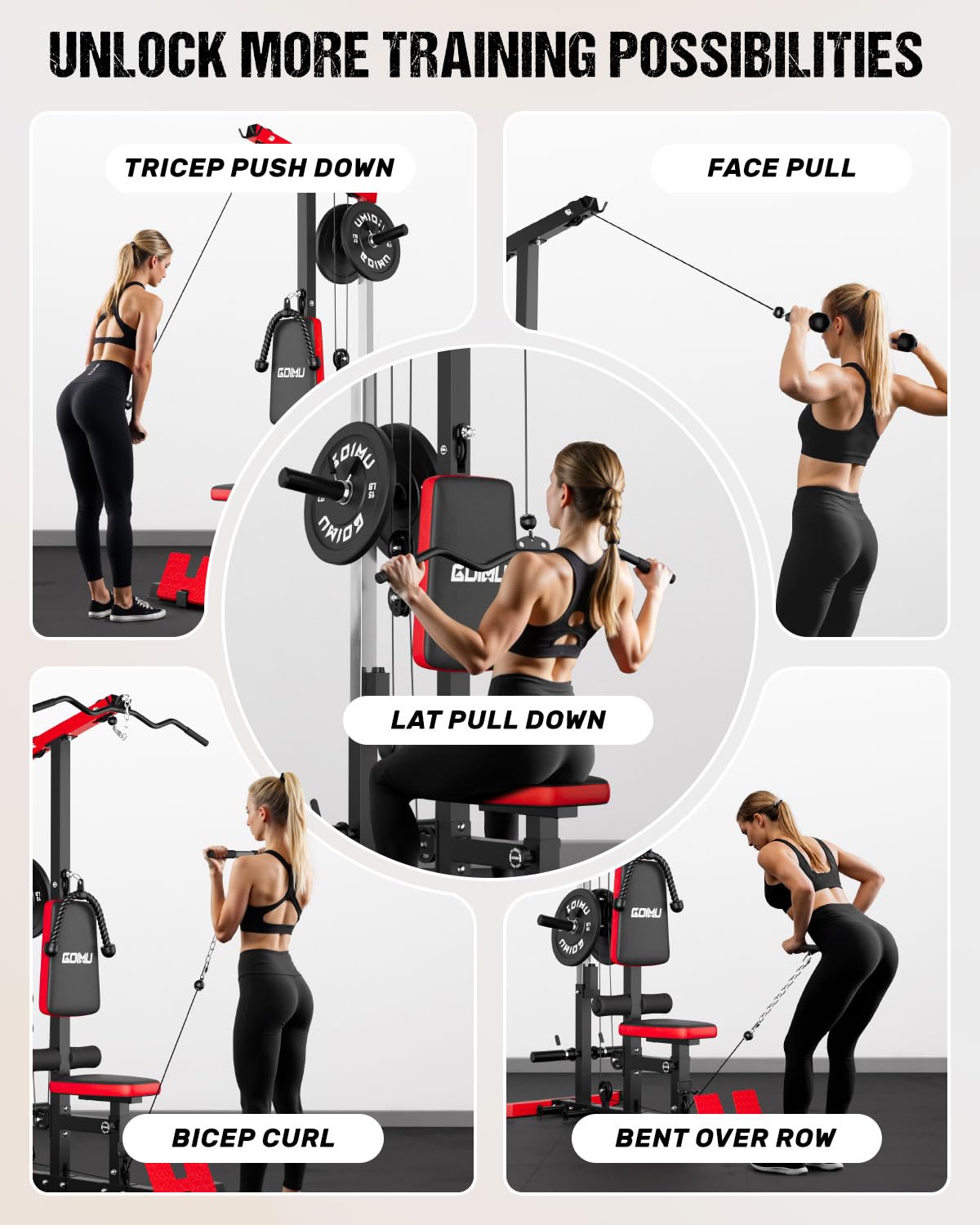 LATプルダウン＆ローイングケーブルマシン（ABクランチ付き - Home Gym Custom のレビューと価格