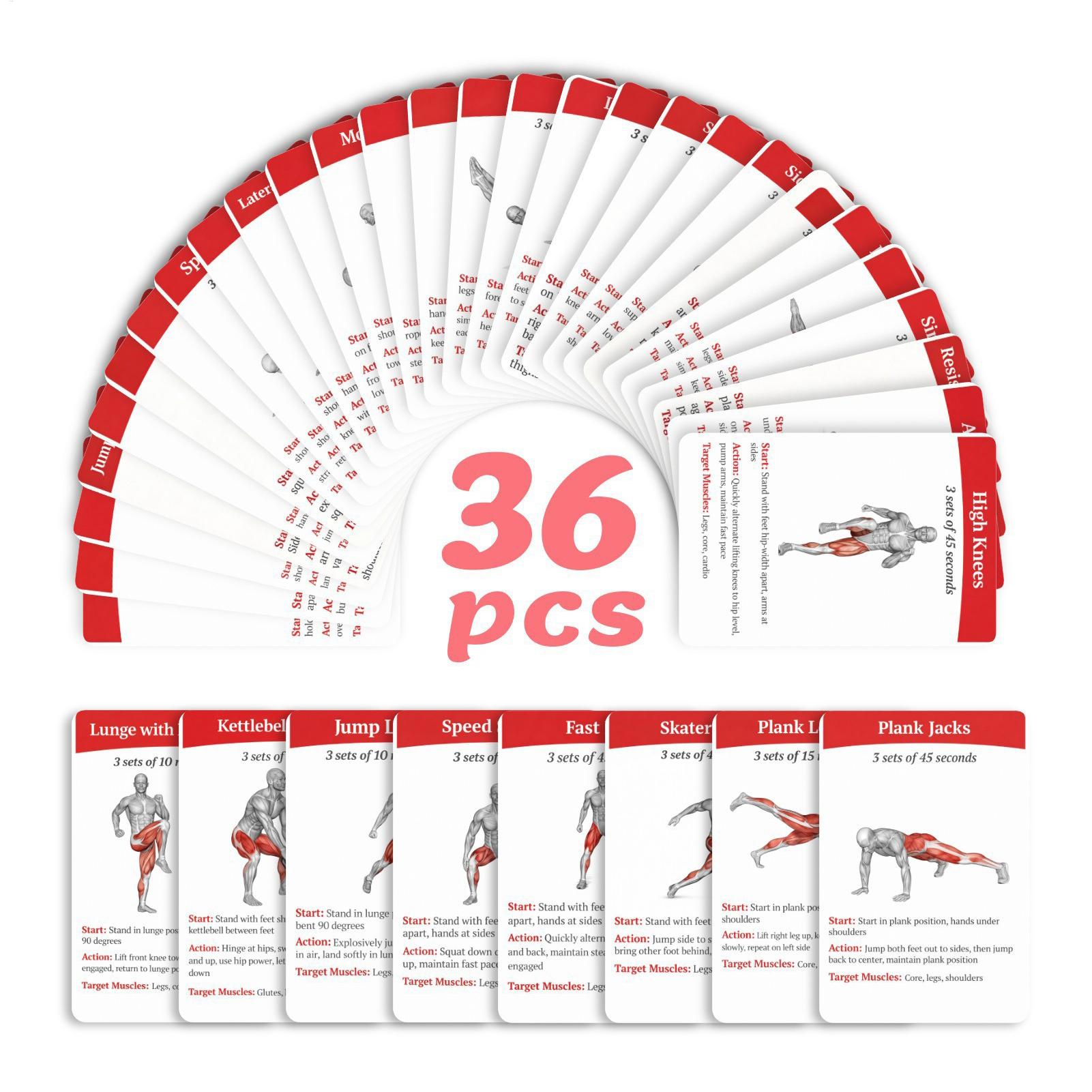 ワークアウトカード エクササイズデッキ 36枚入り ポータブ - Home Gym Furniture のレビューと価格