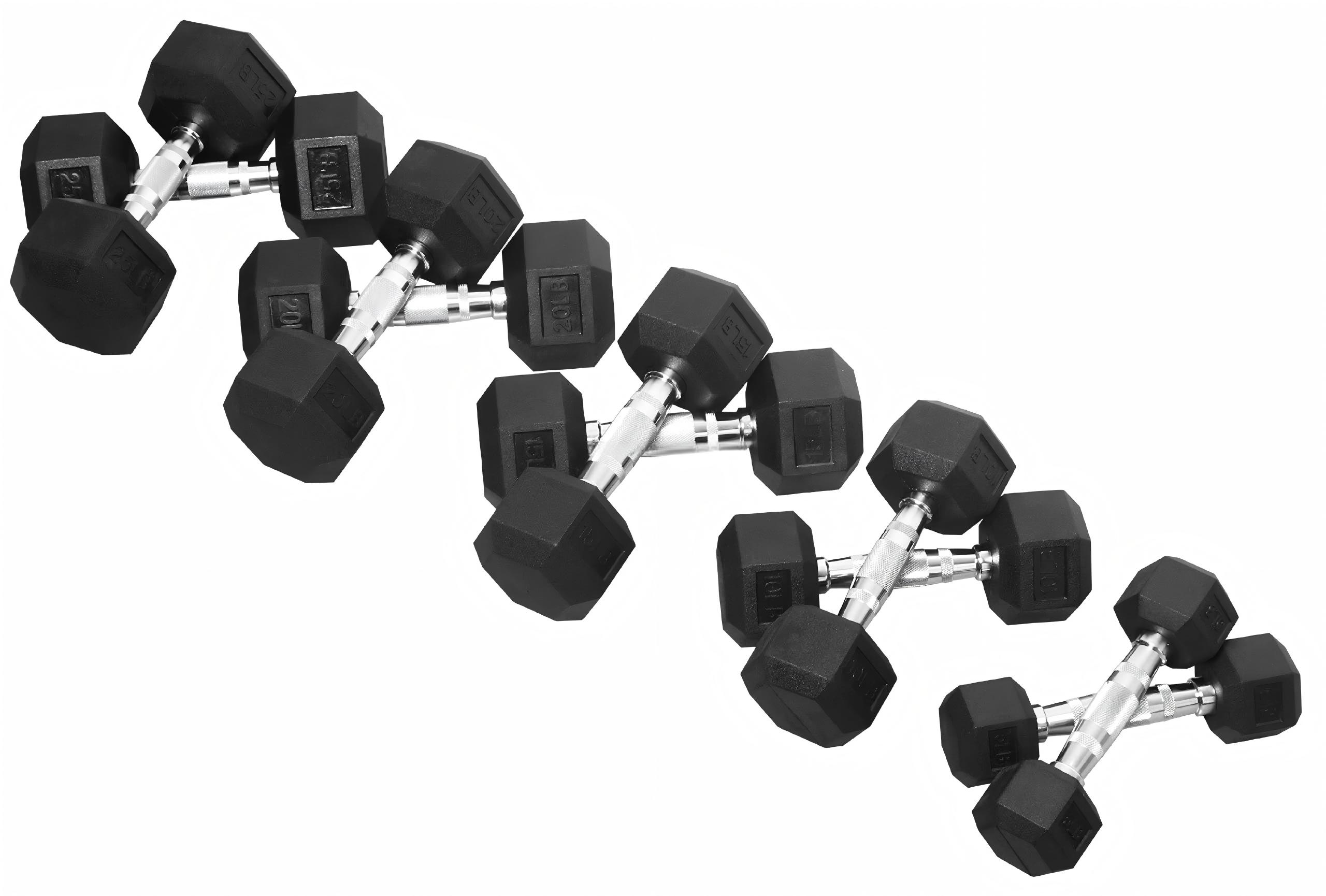 プレミアムラバーコーティング六角ダンベル 5LB-100LB - Home Gym Custom のレビューと価格