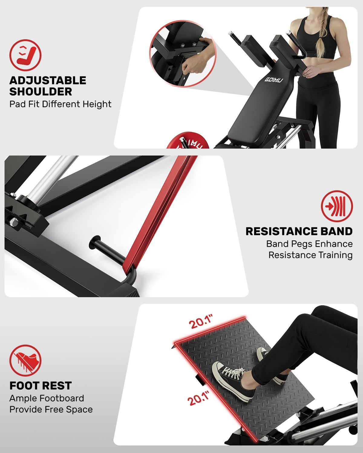 L5レッグプレスハックスクワットマシン、30度傾斜ホームジム - Home Gym Custom のレビューと価格