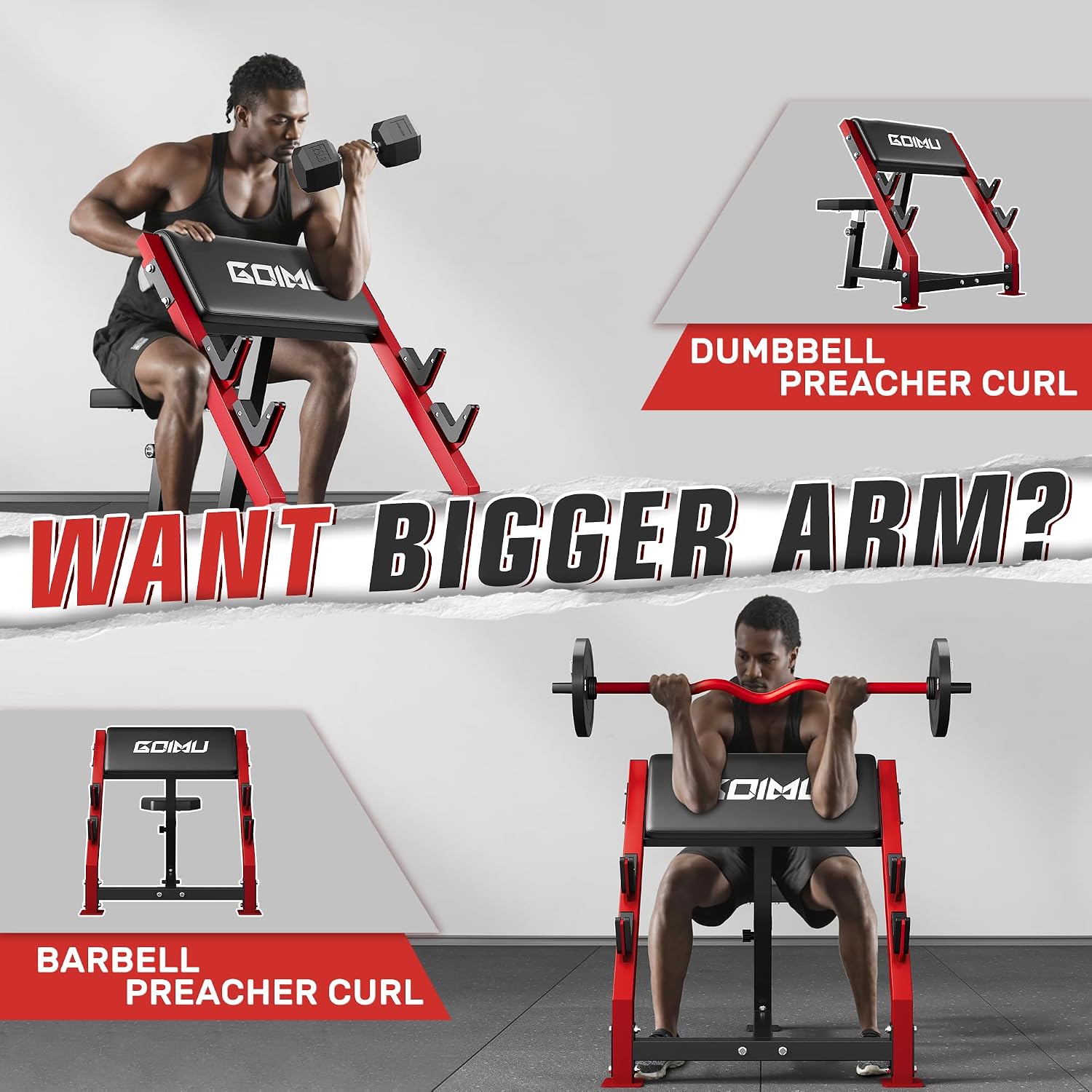 調整可能なプリーチャーカールベンチ、独立型バーベル・ダンベル - Barbell Curl Bar のレビューと価格