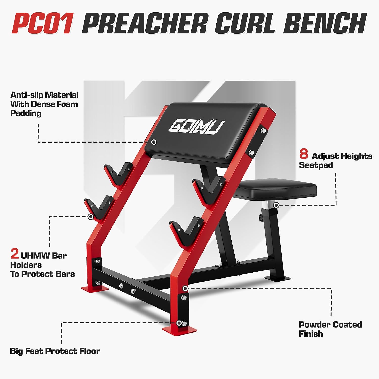 調整可能なプリーチャーカールベンチ、独立型バーベル・ダンベル - Barbell Curl Bar のレビューと価格