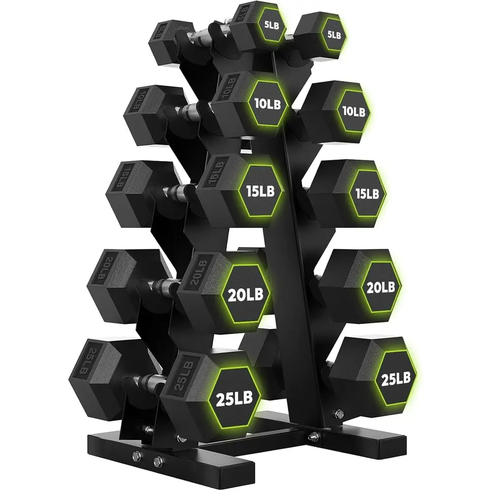A-Eラック付き六角ダンベル、100～600ポンドの重量オプ - Home Gym Options のレビューと価格
