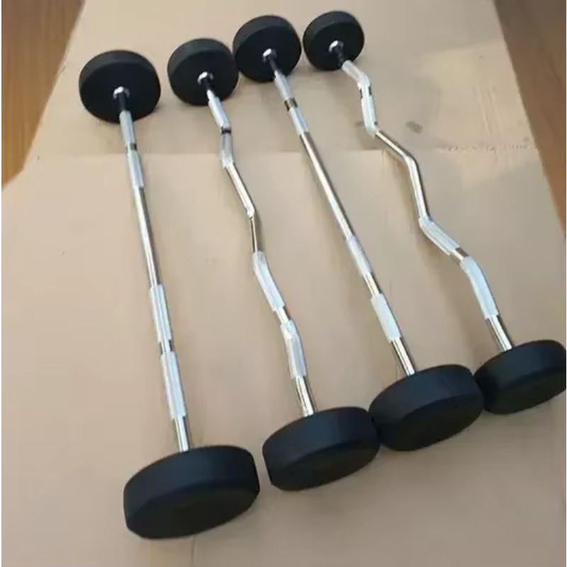ラウンドラバーコーティングカール固定バーバーベルセット固定バ - Barbell Curl Bar のレビューと価格