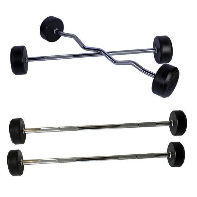ラウンドラバーコーティングカール固定バーバーベルセット固定バ - Barbell Curl Bar のレビューと価格