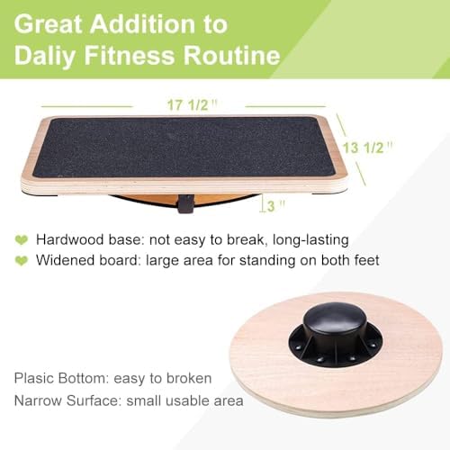 プロ仕様木製バランスボード オフィス用バランスローラー 腰椎 - Wobble Board Balance のレビューと価格
