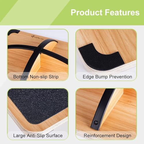 プロ仕様木製バランスボード オフィス用バランスローラー 腰椎 - Wobble Board Balance のレビューと価格