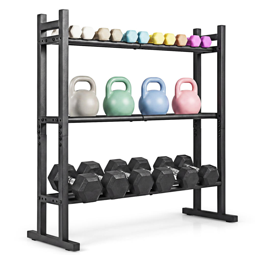 頑丈な3段ダンベルラック、粉体塗装スチール製ウェイト収納スタ - Home Gym Gym のレビューと価格