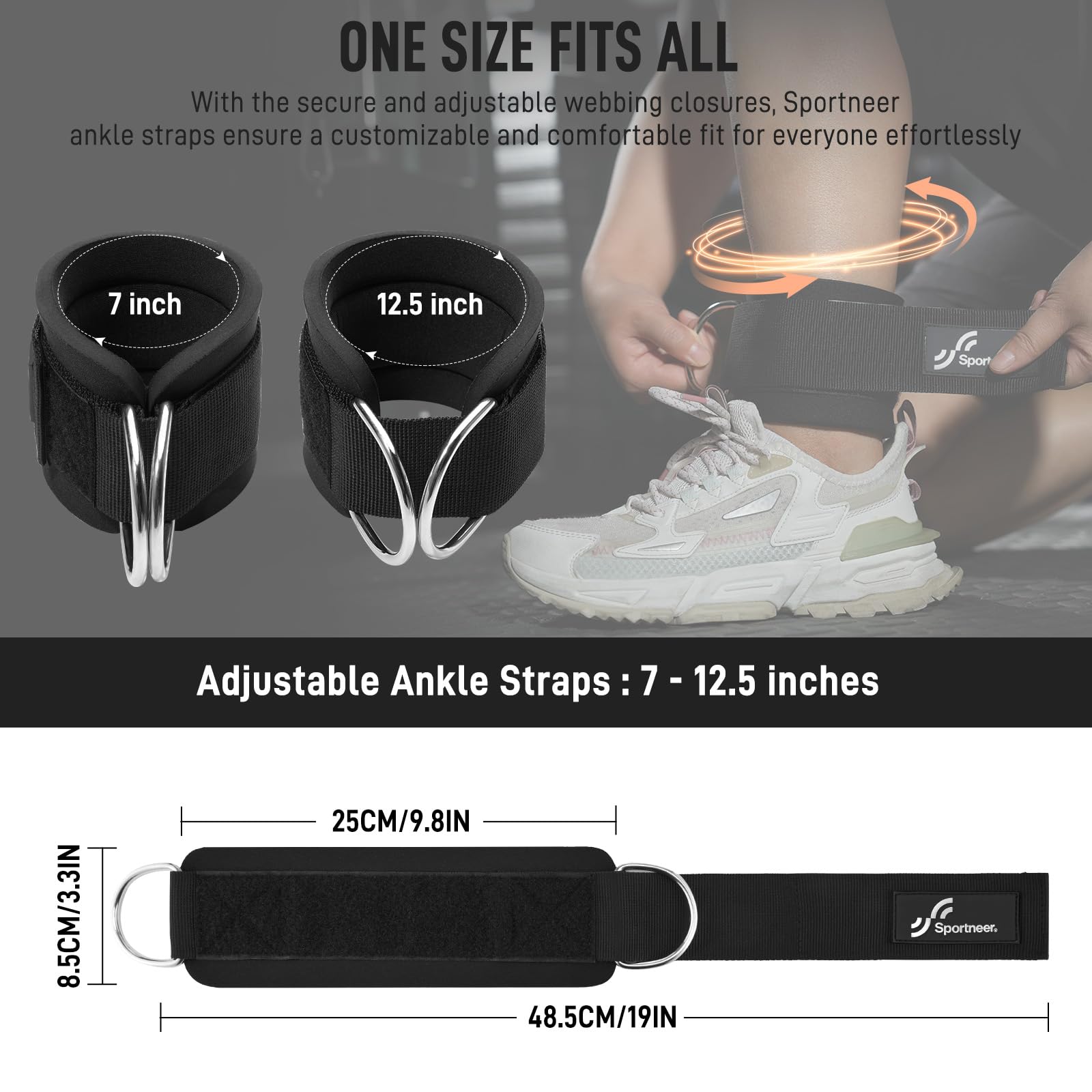 Sportneer 調節可能なアンクルストラップ 1 ペア  - Home Gym Leg Extension Machine のレビューと価格