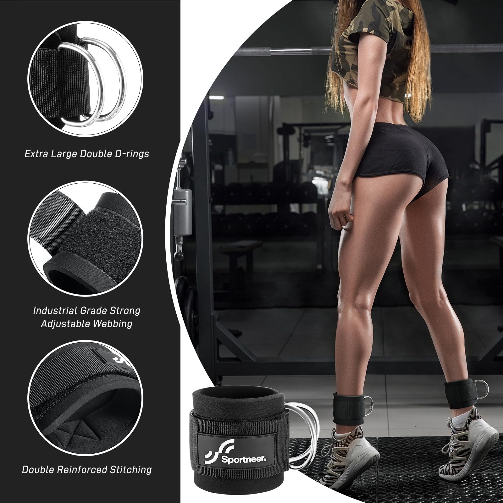 Sportneer 調節可能なアンクルストラップ 1 ペア  - Home Gym Leg Extension Machine のレビューと価格