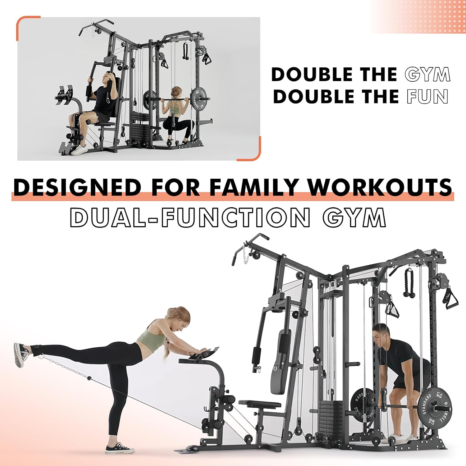 デュアルステーションスミスマシンΔマシンパワーケージ、121 - Home Gym With Smith Machine のレビューと価格