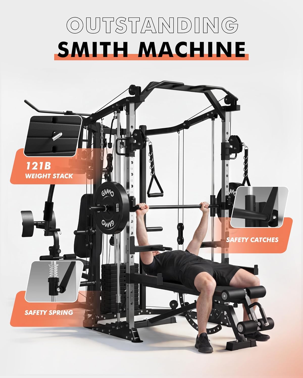 デュアルステーションスミスマシンΔマシンパワーケージ、121 - Home Gym With Smith Machine のレビューと価格