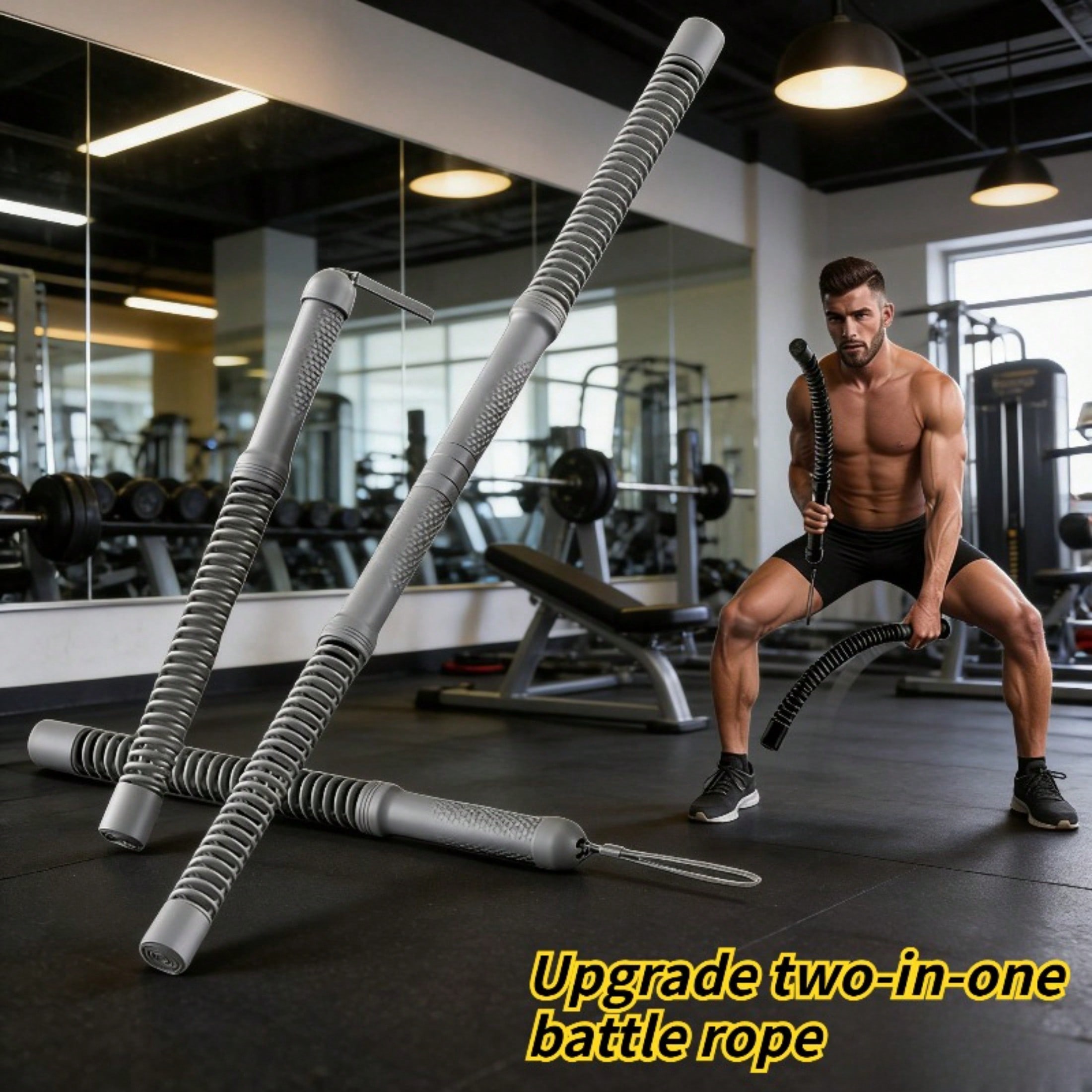 2-in-1アップグレード版コードレスバトルロープパワーツイ - Home Gym Workout のレビューと価格