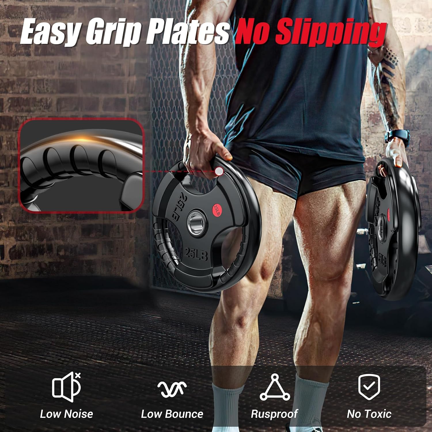 2インチゴムコーティングオリンピックウェイトプレート、2.5 - Home Gym Custom のレビューと価格