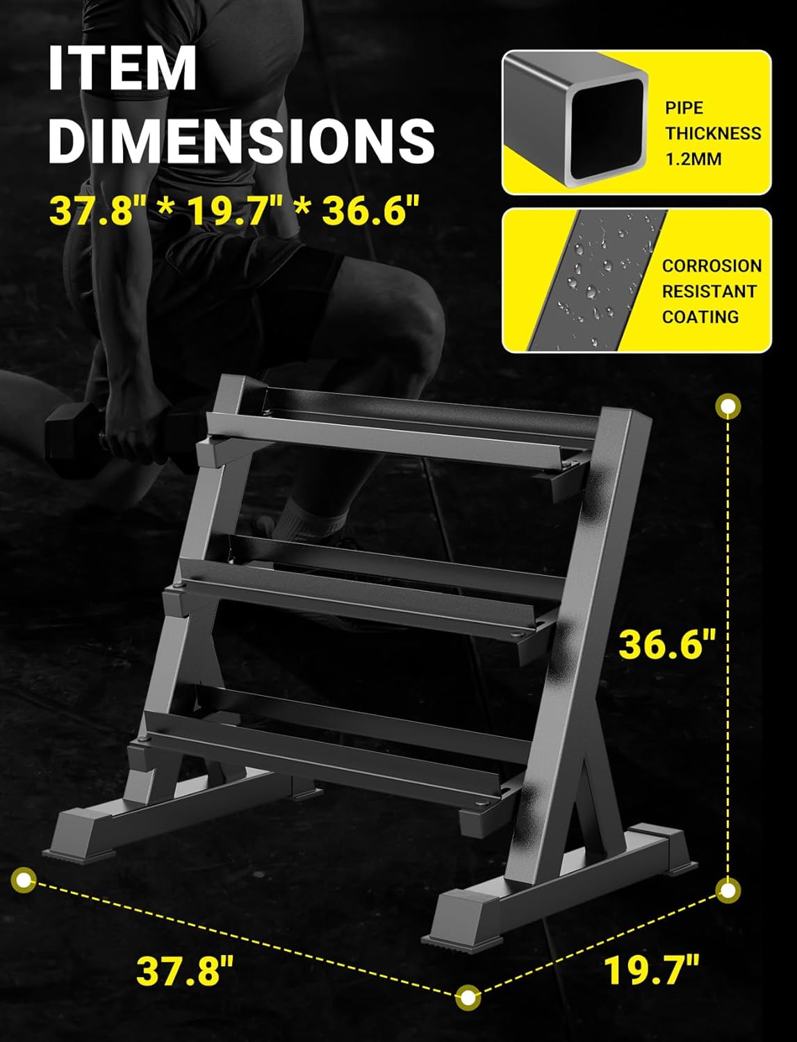 ホームジムダンベルラック、3段＆5段、コンパクト、耐荷重11 - Home Gym Dumbbells のレビューと価格